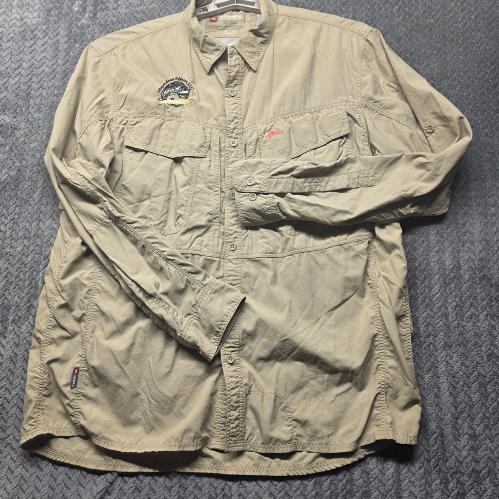Simms Guide Series Fishing Shirt Men's XL Tan Long Sleeve Vented Nylon - Picture 4 of 12